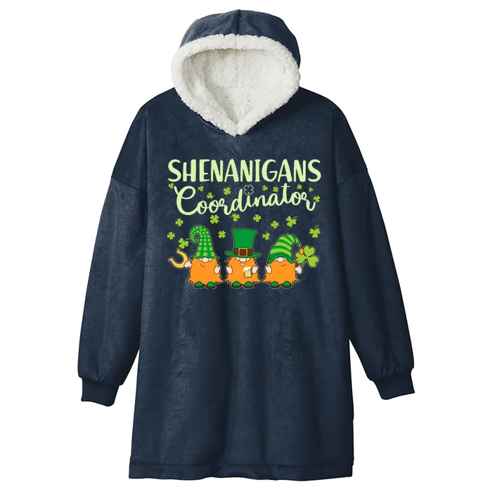 Funny St Patricks Day Shenanigans Coordinator Gnomes Hooded Wearable Blanket