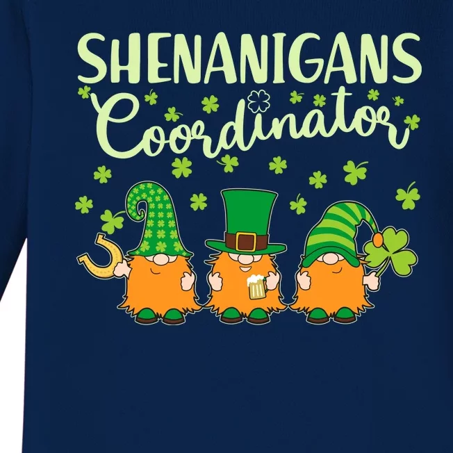 Funny St Patricks Day Shenanigans Coordinator Gnomes Baby Long Sleeve Bodysuit