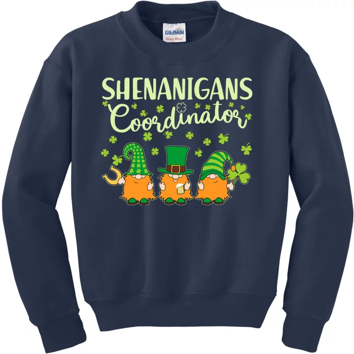 Funny St Patricks Day Shenanigans Coordinator Gnomes Kids Sweatshirt