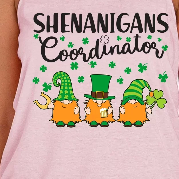 Funny St Patricks Day Shenanigans Coordinator Gnomes Women's Knotted Racerback Tank