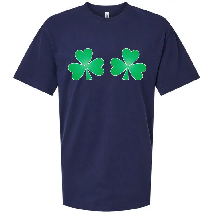 Funny Saint Patrick's Day Shamrock Clover Boobs Print Women Sueded Cloud Jersey T-Shirt