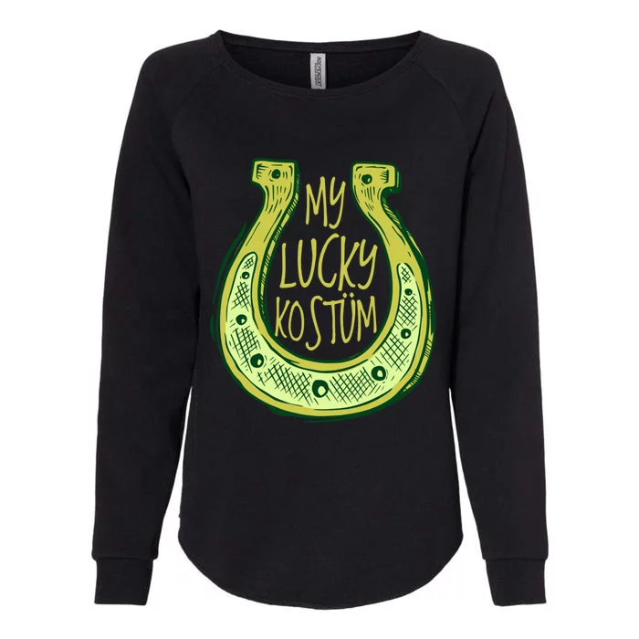 Funny Saint Patrick Day Costume Gift Horseshoe Lucky Design Gift Womens California Wash Sweatshirt