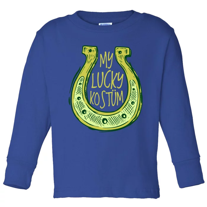 Funny Saint Patrick Day Costume Gift Horseshoe Lucky Design Gift Toddler Long Sleeve Shirt