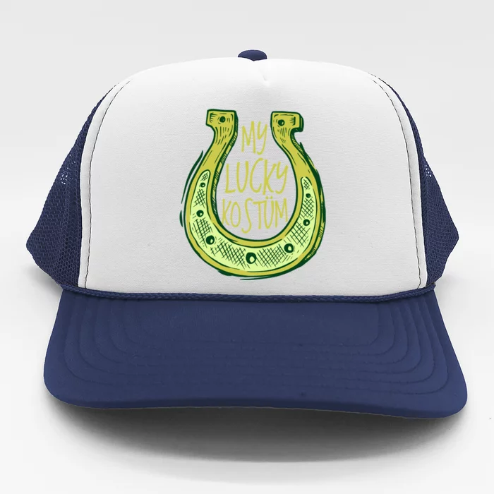 Funny Saint Patrick Day Costume Gift Horseshoe Lucky Design Gift Trucker Hat