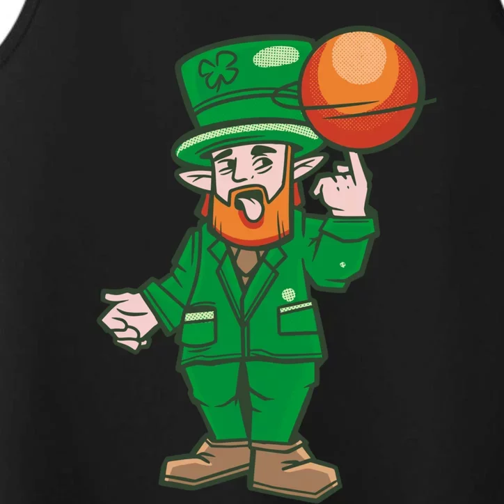 Funny St Patricks Basketball Day Lucky Basketball Leprechaun Gift Performance Tank