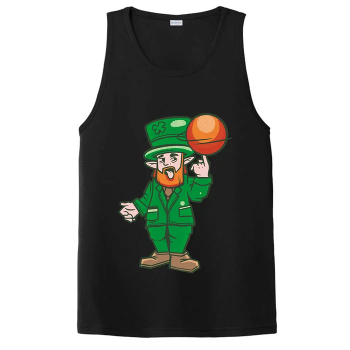 Funny St Patricks Basketball Day Lucky Basketball Leprechaun Gift Performance Tank