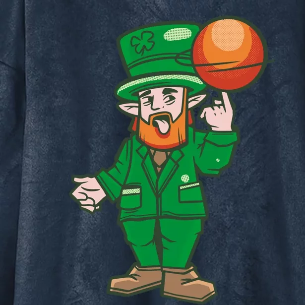 Funny St Patricks Basketball Day Lucky Basketball Leprechaun Gift Hooded Wearable Blanket