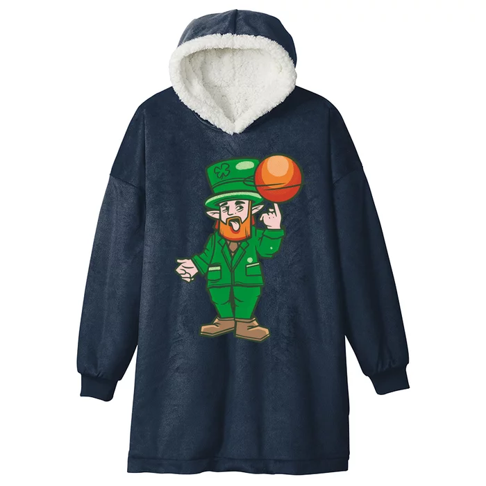 Funny St Patricks Basketball Day Lucky Basketball Leprechaun Gift Hooded Wearable Blanket