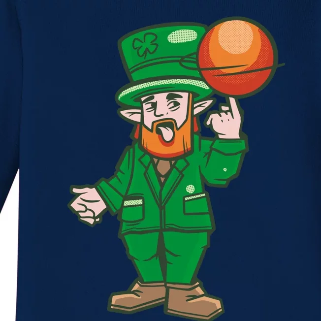 Funny St Patricks Basketball Day Lucky Basketball Leprechaun Gift Baby Long Sleeve Bodysuit