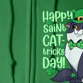 Funny St Patrick's Day Happy St Cat Tricks Day Full Zip Hoodie