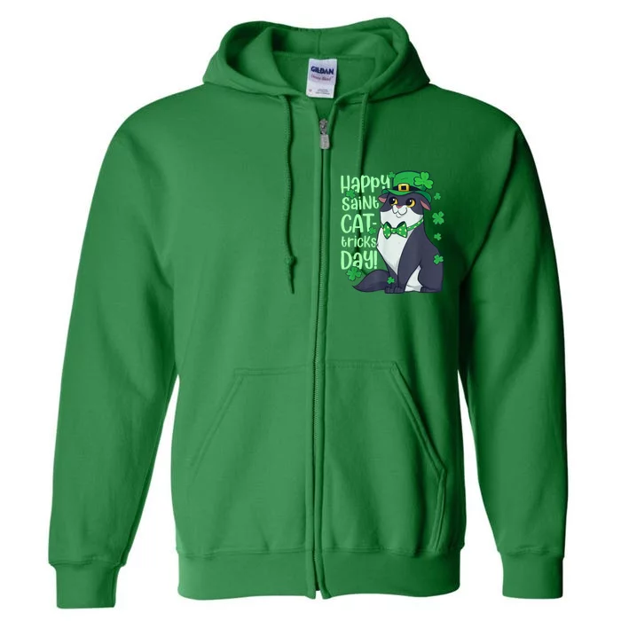 Funny St Patrick's Day Happy St Cat Tricks Day Full Zip Hoodie