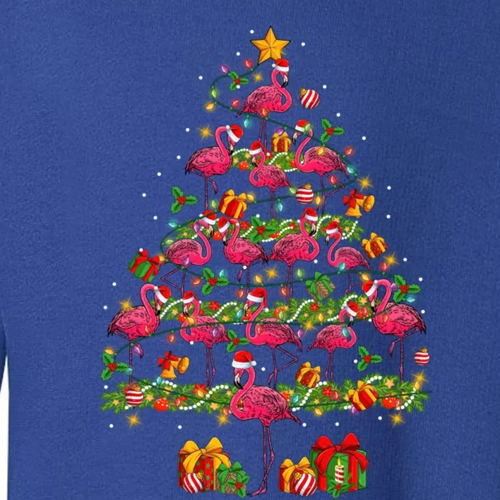 Funny Santa Pink Flamingos Christmas Tree Lights Xmas Pjs Gift Toddler Sweatshirt