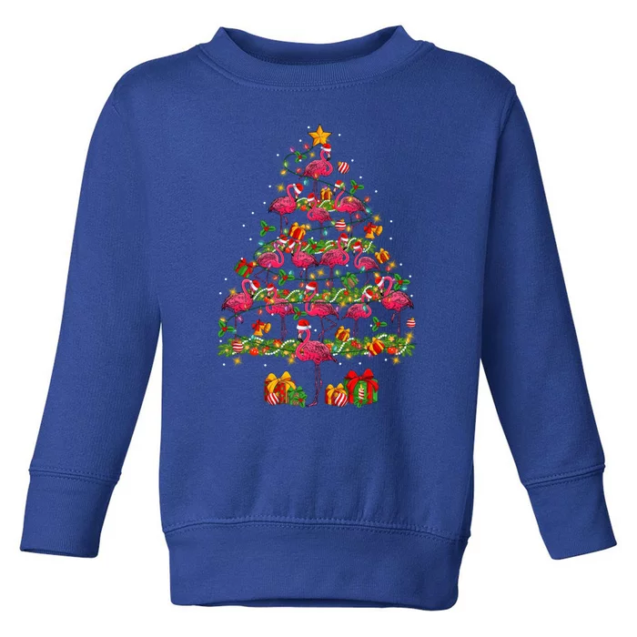 Funny Santa Pink Flamingos Christmas Tree Lights Xmas Pjs Gift Toddler Sweatshirt