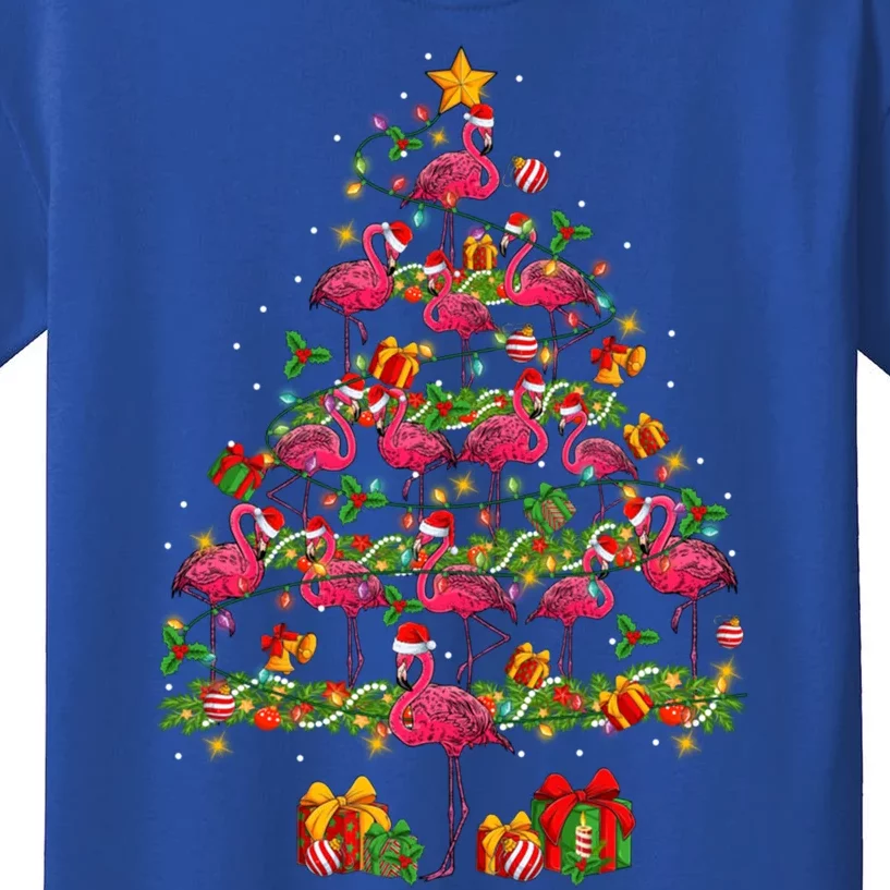 Funny Santa Pink Flamingos Christmas Tree Lights Xmas Pjs Gift Kids T-Shirt