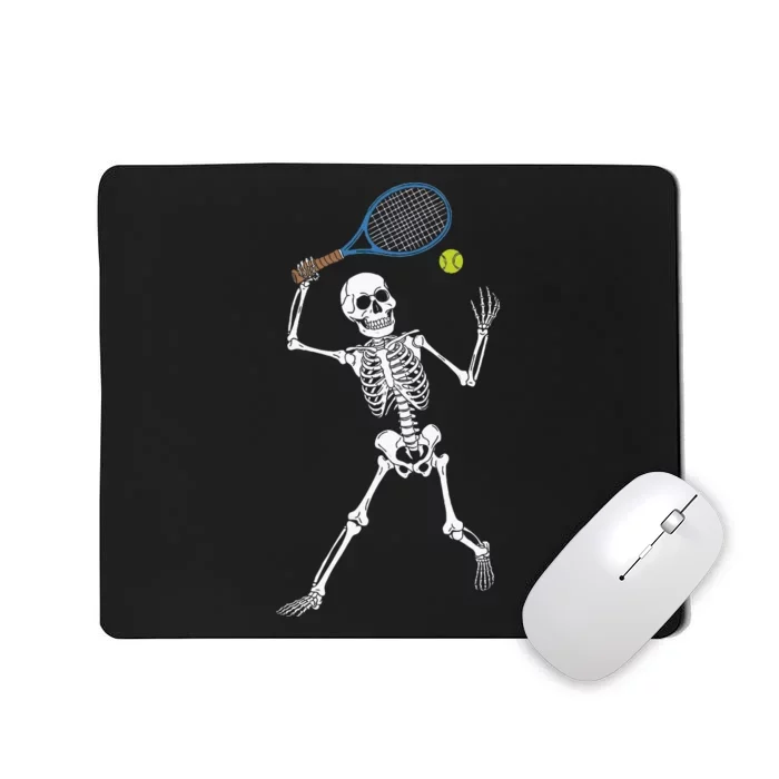 Funny Skeleton Playing Tennis Lovers Spooky Halloween Player Mousepad