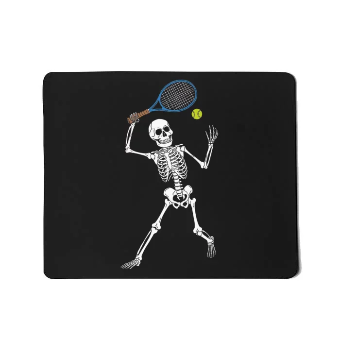 Funny Skeleton Playing Tennis Lovers Spooky Halloween Player Mousepad