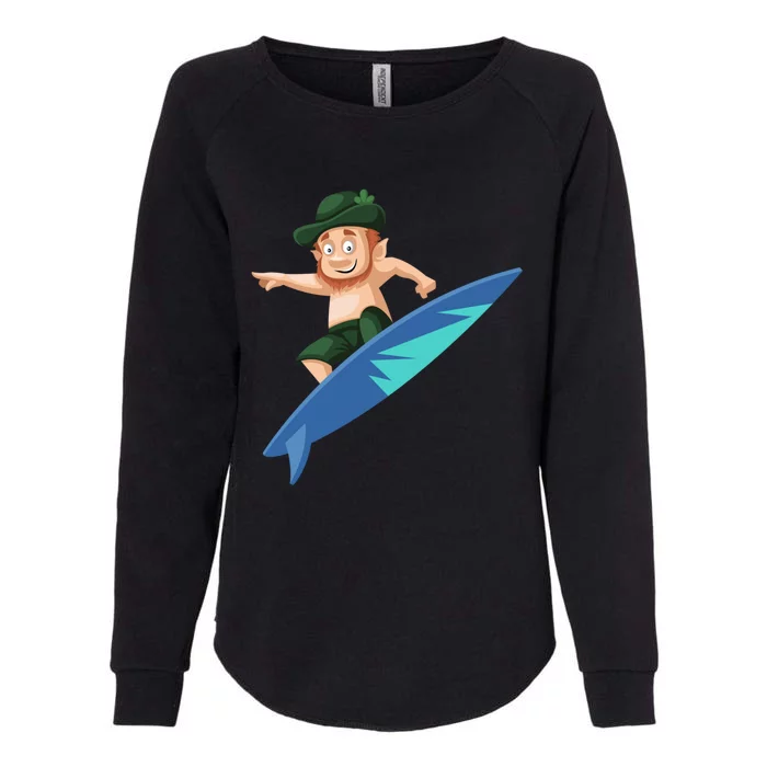 Funny St Patricks Day Surfing Leprechaun Hawaiian Leprechaun Cute Gift Womens California Wash Sweatshirt