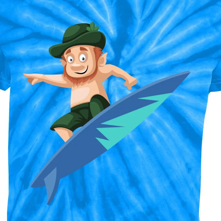 Funny St Patricks Day Surfing Leprechaun Hawaiian Leprechaun Cute Gift Kids Tie-Dye T-Shirt