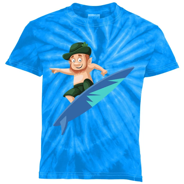 Funny St Patricks Day Surfing Leprechaun Hawaiian Leprechaun Cute Gift Kids Tie-Dye T-Shirt