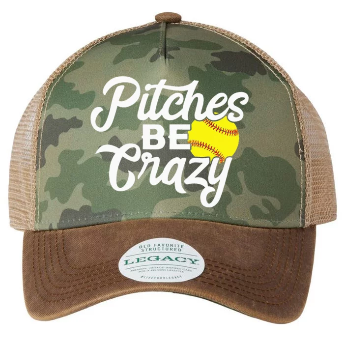 Funny Softball Pitcher Pitches Be Crazy Fast Slow Pitch Legacy Tie Dye Trucker Hat