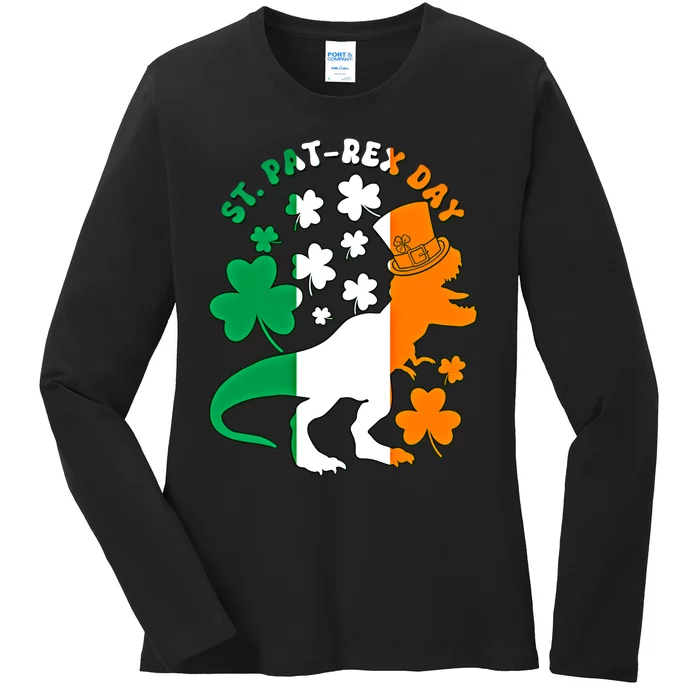 Funny St Patrex Day Happy St Patricks Day Trex Great Gift Ladies Long Sleeve Shirt