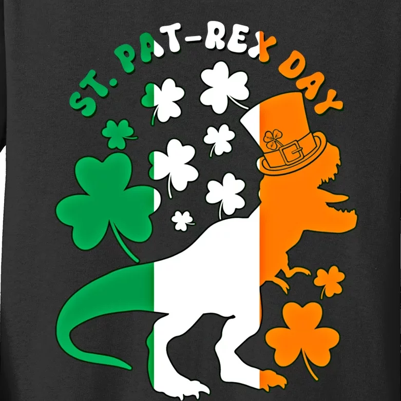 Funny St Patrex Day Happy St Patricks Day Trex Great Gift Kids Long Sleeve Shirt