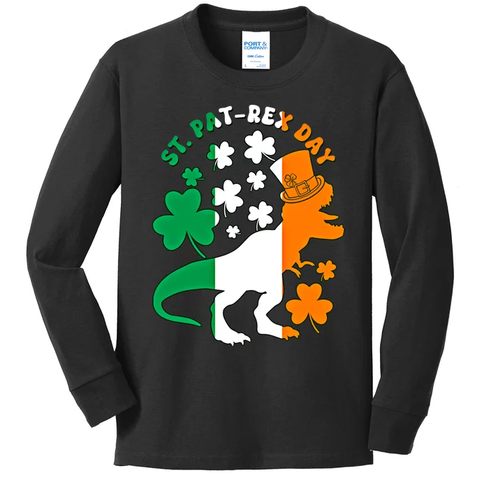 Funny St Patrex Day Happy St Patricks Day Trex Great Gift Kids Long Sleeve Shirt