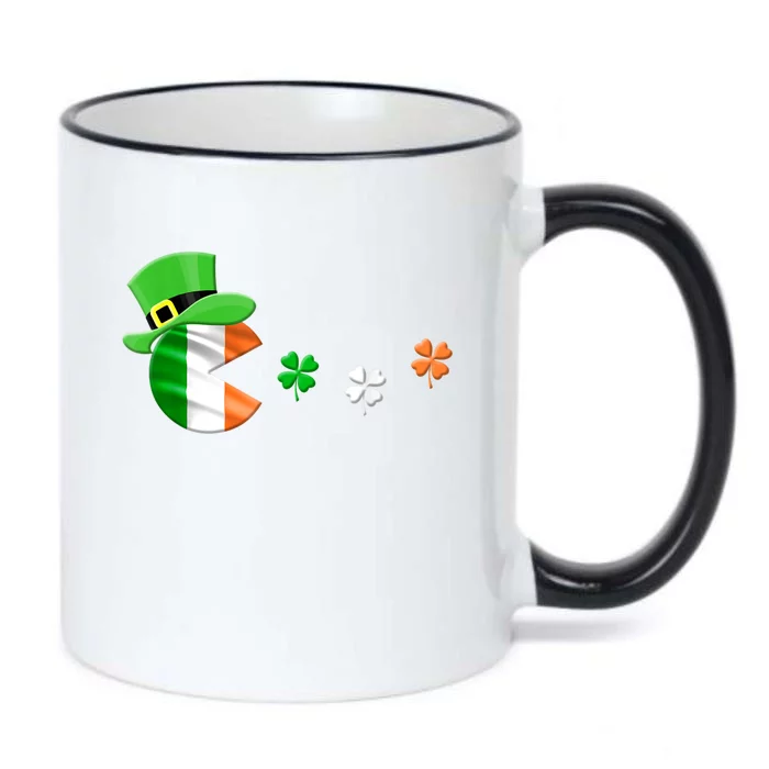 Funny St Patrick's Day With Leprechaun Hat Eating Shamrocks Black Color Changing Mug