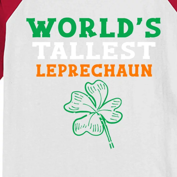 Funny Saint Patrick's Day Worlds Tallest Leprechaun Gift Kids Colorblock Raglan Jersey