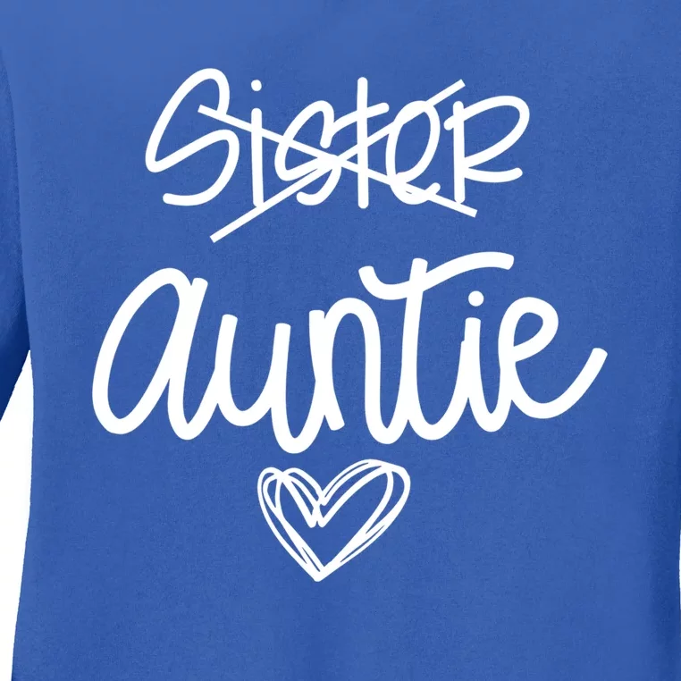 Funny Sister Promoted To Auntie Heart Sister Aunt Gift Ladies Long Sleeve Shirt