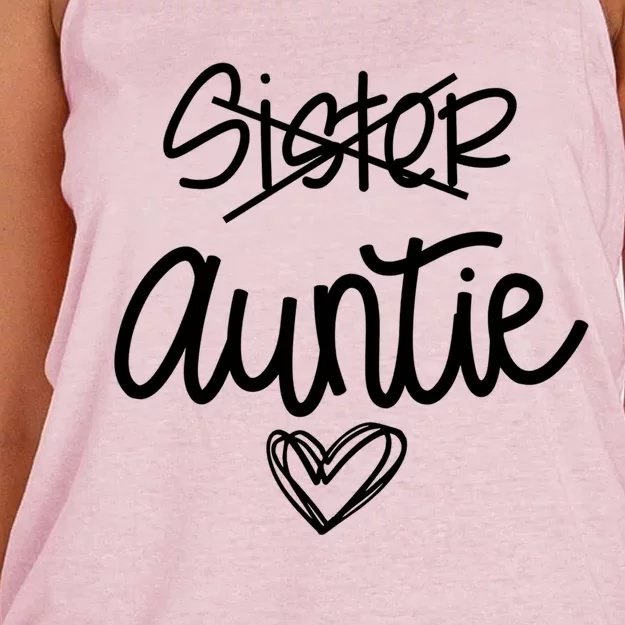 Funny Sister Promoted To Auntie Heart Sister Aunt Gift Women's Knotted Racerback Tank