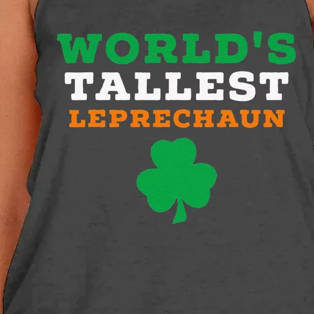 Funny Saint Patrick's Day Worlds Tallest Leprechaun Gift Women's Knotted Racerback Tank