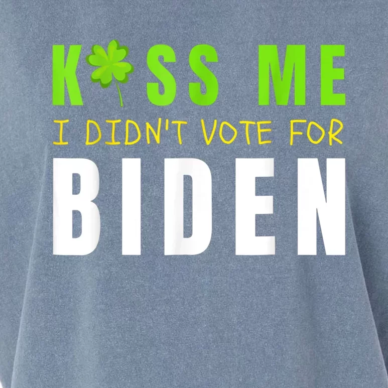 Funny St Patty's Day Kiss Me I Didn't Vote For Biden Garment-Dyed Women's Muscle Tee