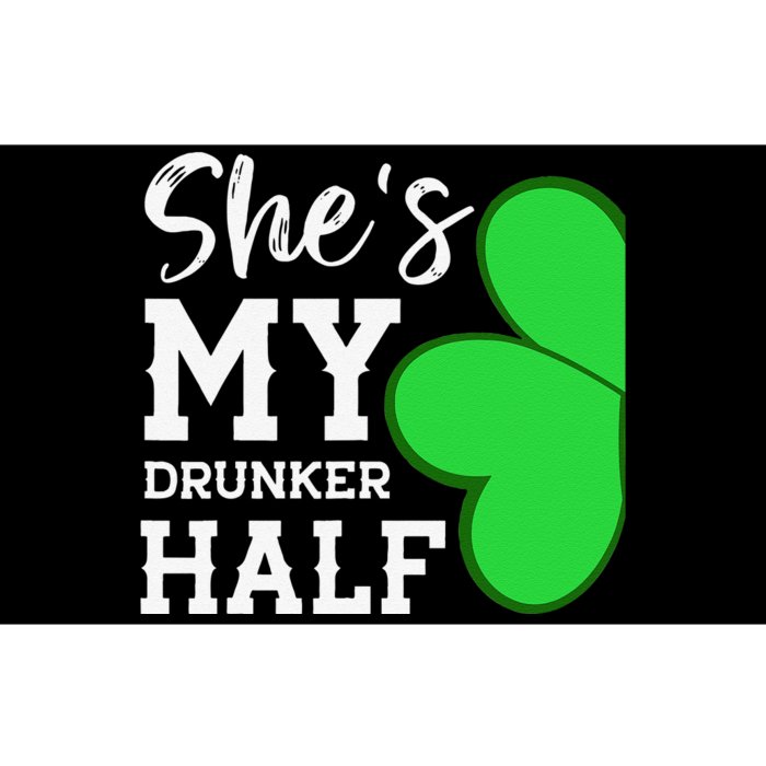 Funny St Patricks Day Couple Shamrock She's My Drunker Half Bumper Sticker