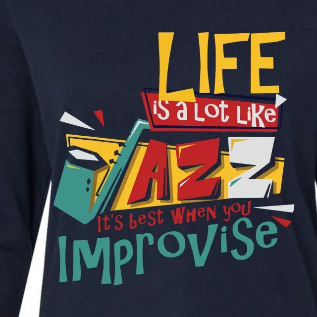 Funny Sax Player Gifts Jazz Music Saxophone Womens Cotton Relaxed Long Sleeve T-Shirt