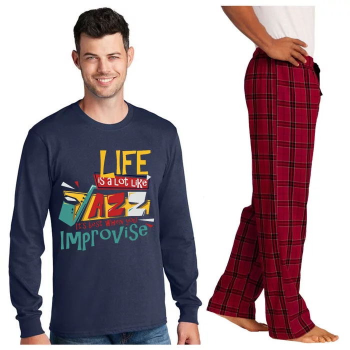 Funny Sax Player Gifts Jazz Music Saxophone Long Sleeve Pajama Set