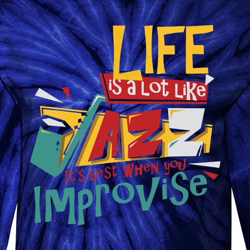 Funny Sax Player Gifts Jazz Music Saxophone Tie-Dye Long Sleeve Shirt