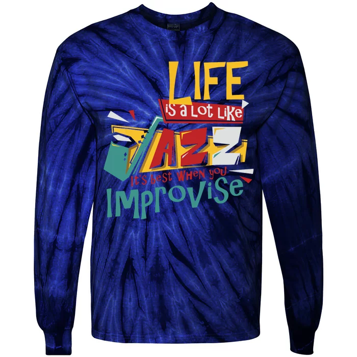 Funny Sax Player Gifts Jazz Music Saxophone Tie-Dye Long Sleeve Shirt