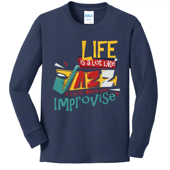 Funny Sax Player Gifts Jazz Music Saxophone Kids Long Sleeve Shirt