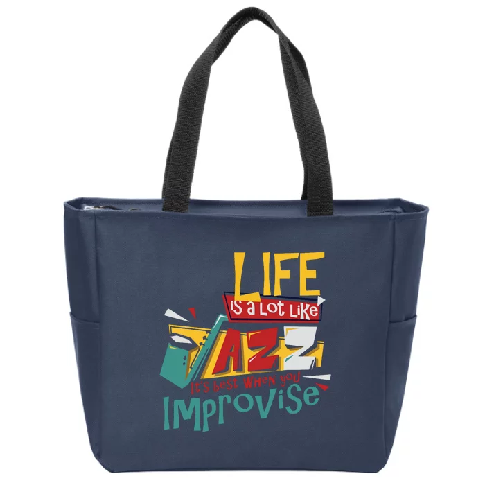 Funny Sax Player Gifts Jazz Music Saxophone Zip Tote Bag