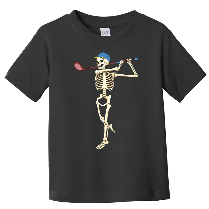 Funny Skeleton Playing Golf Halloween Costume Boy Toddler T-Shirt