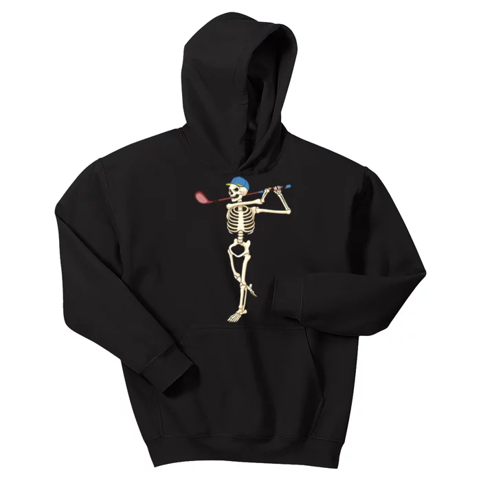 Funny Skeleton Playing Golf Halloween Costume Boy Kids Hoodie