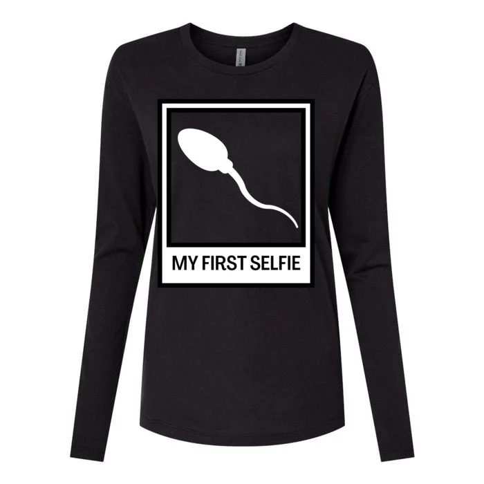 Funny Sperm Picture Quote My First Selfie Design Sperm Cool Womens Cotton Relaxed Long Sleeve T-Shirt