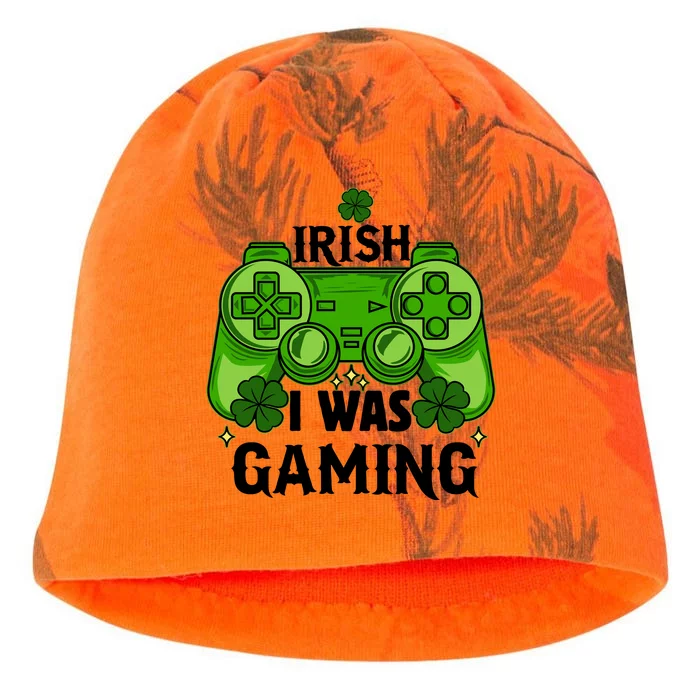 Funny St Patricks Day Irish I Was Gaming Kati - Camo Knit Beanie