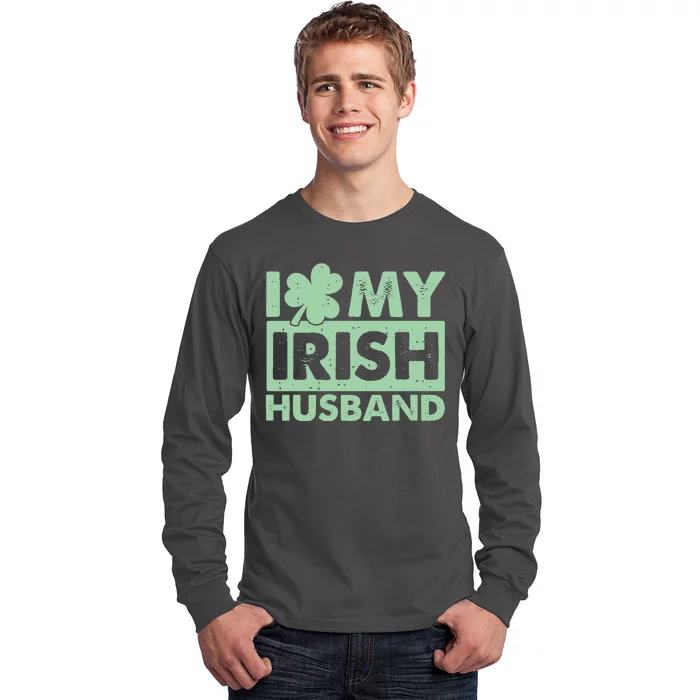 Funny St Patrick's Day I Love My Irish Husband Lucky Shamrock Clover Long Sleeve Shirt