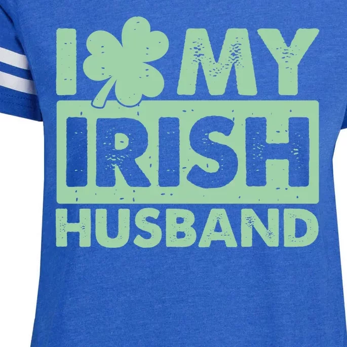 Funny St Patrick's Day I Love My Irish Husband Lucky Shamrock Clover Enza Ladies Jersey Football T-Shirt