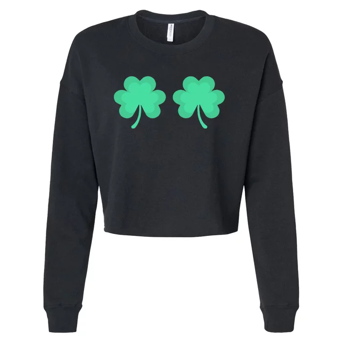 Funny St. Pattys Day Four 4 Leaf Clover Bra Cropped Pullover Crew