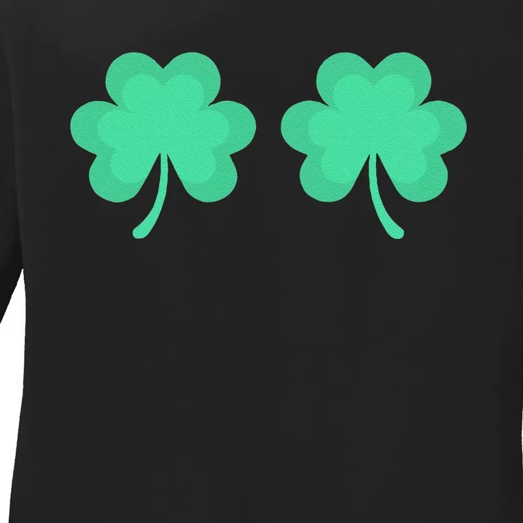 Funny St. Pattys Day Four 4 Leaf Clover Bra Ladies Long Sleeve Shirt