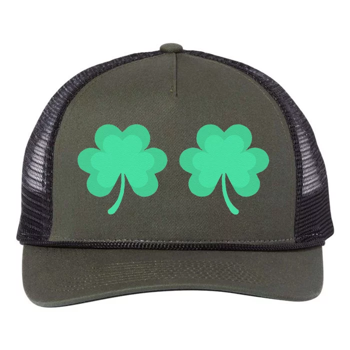 Funny St. Pattys Day Four 4 Leaf Clover Bra Retro Rope Trucker Hat Cap