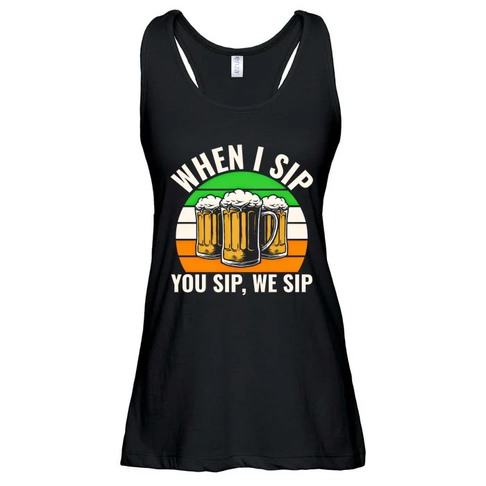 Funny St Patricks Day When I Sip You Sip We Sip Beer Wine Gift Ladies Essential Flowy Tank